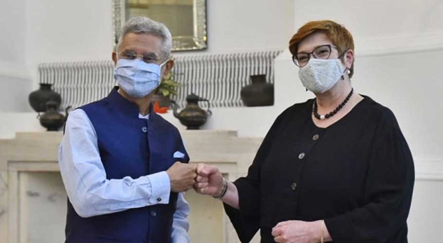 Indian Foreign Minister after discussions with his Australian counterpart. (Source: Twitter)