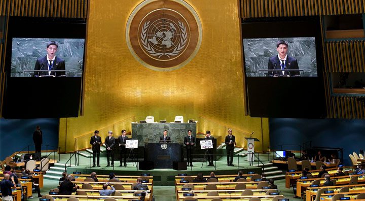BTS are the UN's Special Presidential Envoys for Future Generations and Culture. Source: Reuters/Twitter.