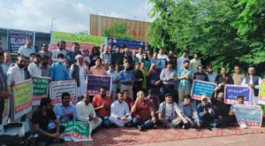 A protest being held against the proposed PMDA by the the Pakistan Federal Union of Journalists (PFUJ). Source: Twitter.