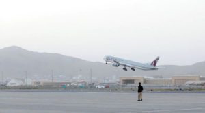 The first international flight since the withdrawal of US troops from Afghanistan takes off from the international airport in Kabul. Source: Reuters.