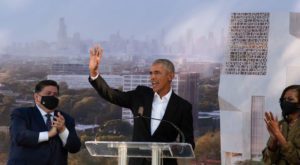 Former US president Barack Obama attends a groundbreaking ceremony for the Obama presidential center in Chicago. Source: Reuters.