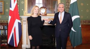 Foreign Minister Makhdoom Shah Mahmood Qureshi meets Secretary of State for Foreign, Commonwealth and Development Affairs of the United Kingdom Liz Truss. Source: PID/APP.