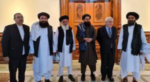Mullah Abdul Ghani Baradar, head of the Taliban's political office meet Martin Griffiths. Source: Twitter.