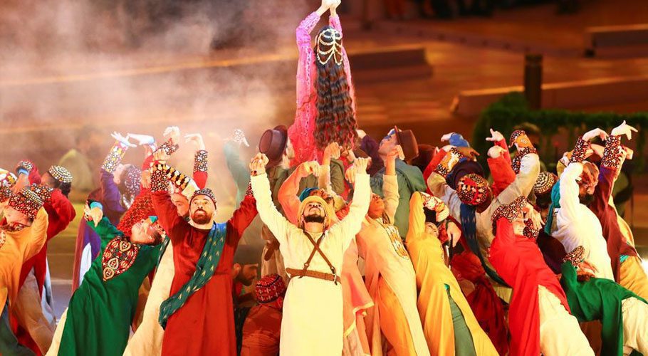 Artists perform during the opening ceremony of the Dubai Expo 2020. Source: Reuters.