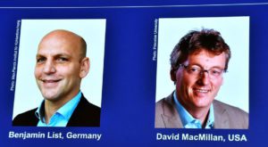 German Benjamin List and Scottish-born David MacMillan won the 2021 Nobel Prize in Chemistry. Source: Reuters.
