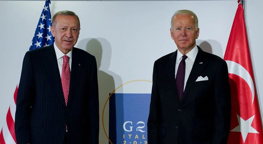 Turkish President Erdogan was speaking to reporters after meeting President Biden in Rome. Source: Reuters. 