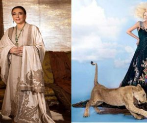 Designer Nilofer Shahid gets slammed for using lion as prop in photo-shoot