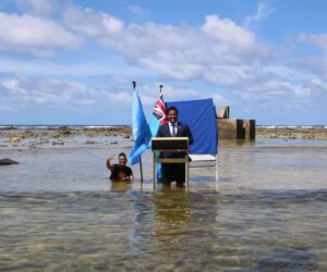‘We are sinking’ Tuvalu’s minister gives his speech at UN standing knee-deep in seawater
