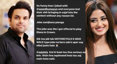 Comedian Aadi clears the air regarding his jab at Sajal Aly