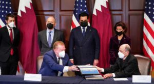 The deal was signed at the White House during a visit by Qatar's ruling emir. Source: Reuters.