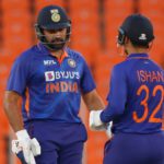 Skipper Rohit Sharma led from the front putting an opening stand with Ishan Kishan. Source: ICC. 