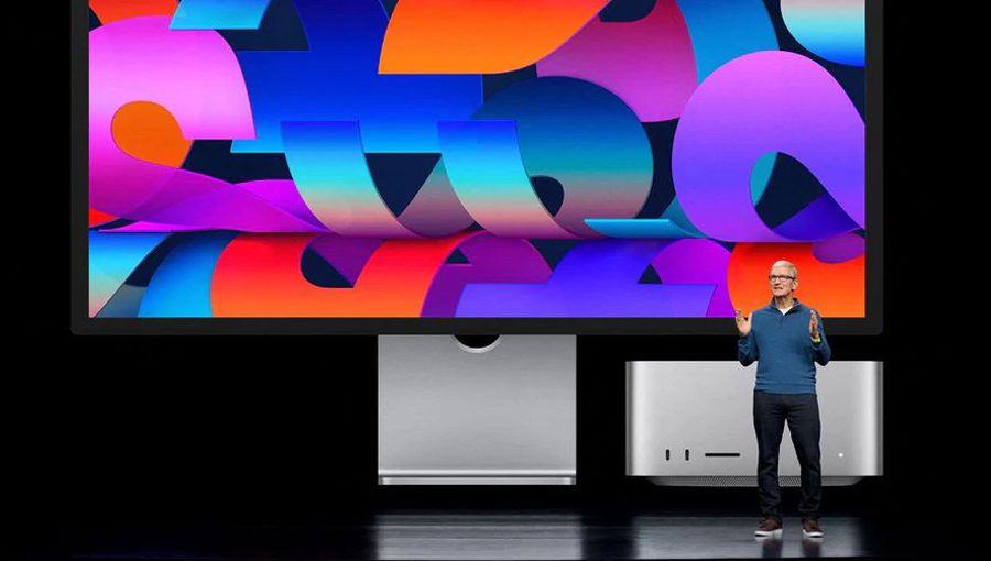 Apple CEO Tim Cook unveils the all-new Mac Studio and Studio Display. Source: Reuters.