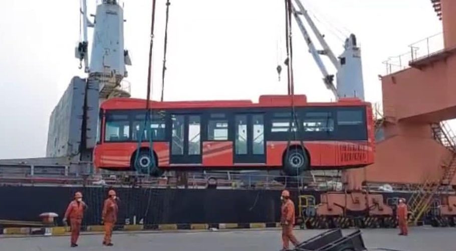 The buses have left a port in China. Source: Facebook.