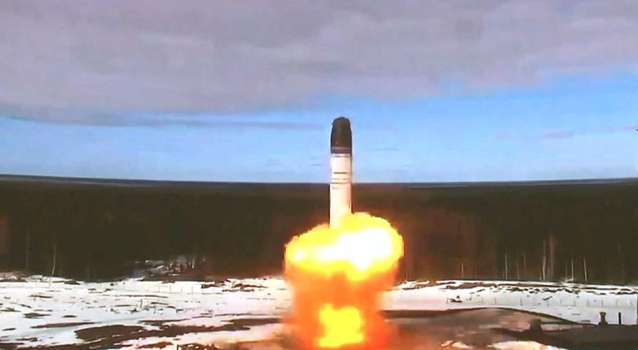 The Sarmat intercontinental ballistic missile was launched during a test. Source: Reuters.