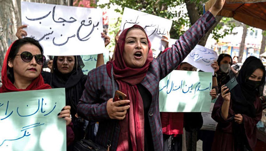 About a dozen women protested in the Afghan capital. Source: AFP.