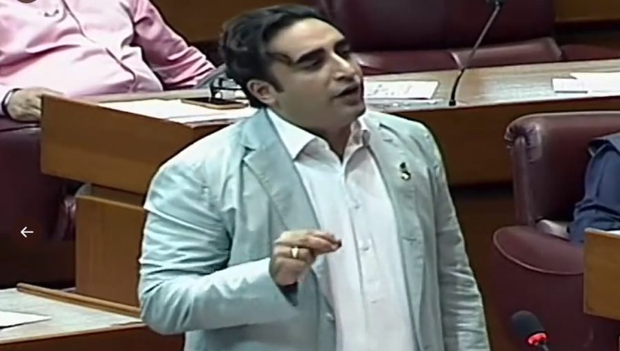 Bilawal Bhutto Zardari was addressing the National Assembly. Source: PTV.