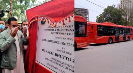 Bilawal Bhutto inaugurates Peoples Intra District Bus Service in Karachi