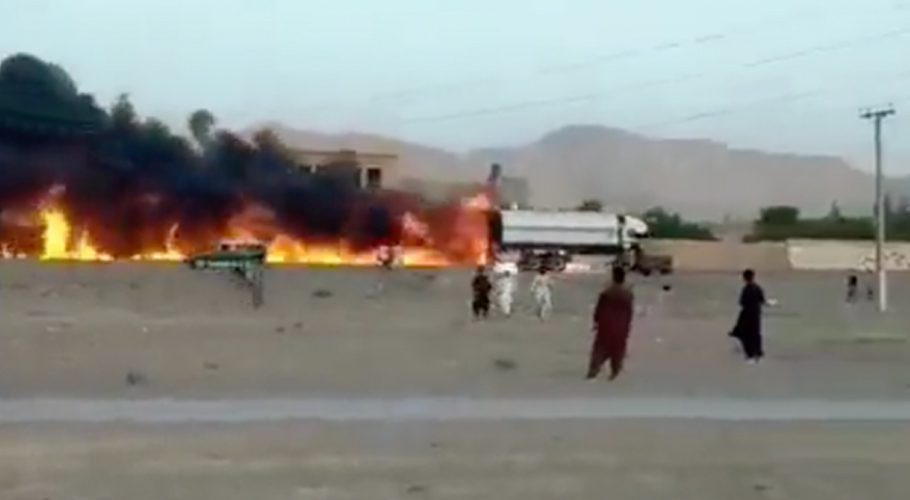 A video of him driving the burning oil tanker went viral. Source: Twitter.