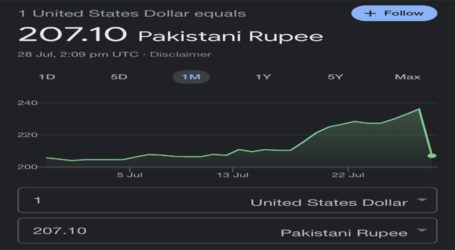Google glitch shows USD to PKR rate at Rs. 207
