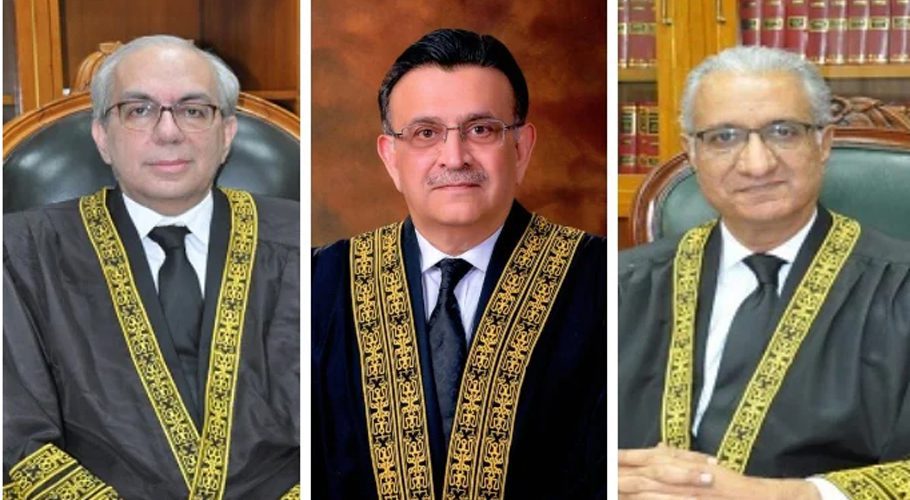 (L to R) Justice Munib Akhtar, Chief Justice Umar Ata Bandial, and Justice Ijaz Ul Ahsan. — Supreme Court's website