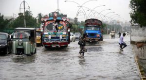 Citizens in Karachi, Lahore and Islamabad are facing difficulties in transportation due to rain. (Photo: Dawn)