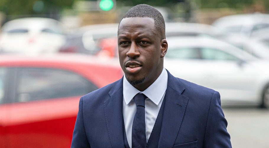 Manchester City footballer Benjamin Mendy arrives at Chester Crown Court in Chester, England.(AP)