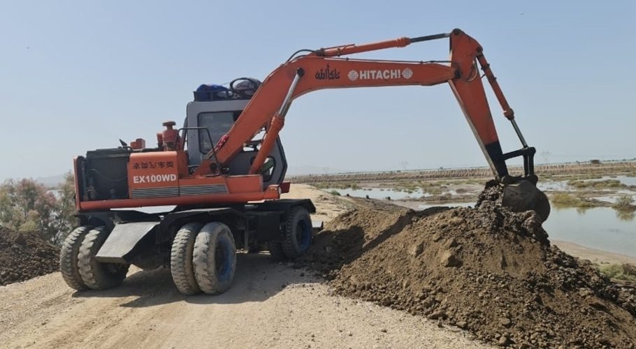 This image shows Manchhar Lake. — DawnNewsTV

A cut was made in the Manchhar Lake dyke on Sunday. — Photo courtesy: Qurban Ali Khushik via Dawn News