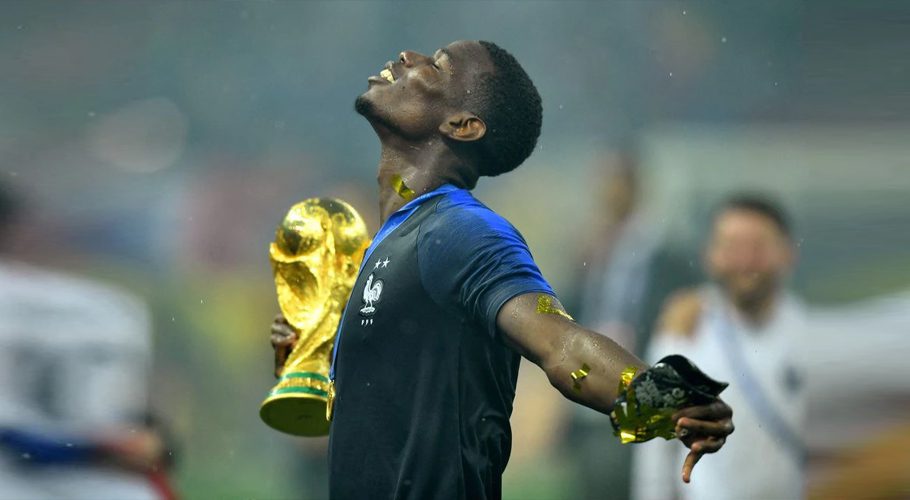 France v Croatia - Luzhniki Stadium, Moscow, Russia - July 15, 2018 France's Paul Pogba holds the trophy as he celebrates winning the World Cup REUTERS/Dylan Martinez