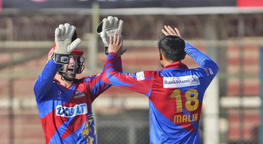 Karachi Kings players celebrate during the game against Multan Sultans on February 26, 2023. (PCB)