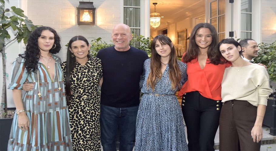 Bruce Willis with his daughters, Demi Moore and wife Emma Heming Willis in Los Angeles, 2019.Stefanie Keenan / Getty Images for goop