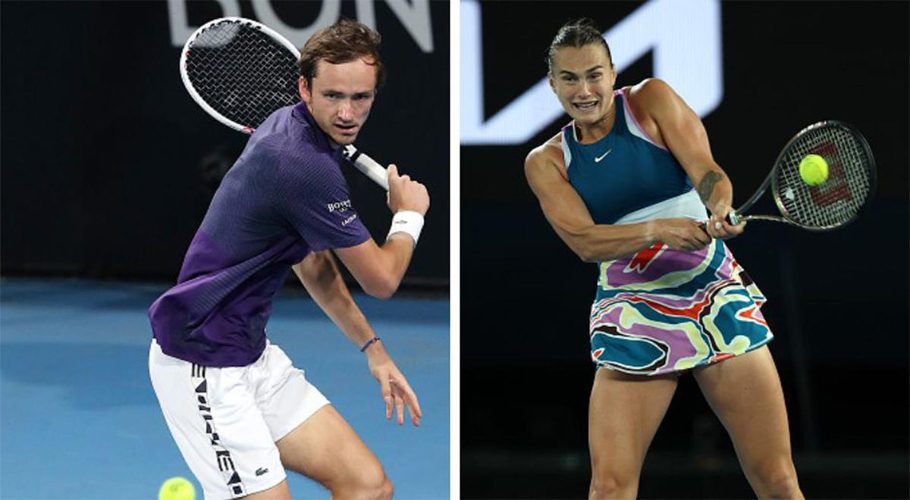 FILE PHOTO: Russia’s Daniil Medvedev (left), Belarus’ Aryna Sabalenka (right) and many of their compatriots could not play at last year’s Wimbledon due to the ban on players of the two nations for Moscow’s invasion of Ukraine. | Photo Credit: GETTY IMAGES