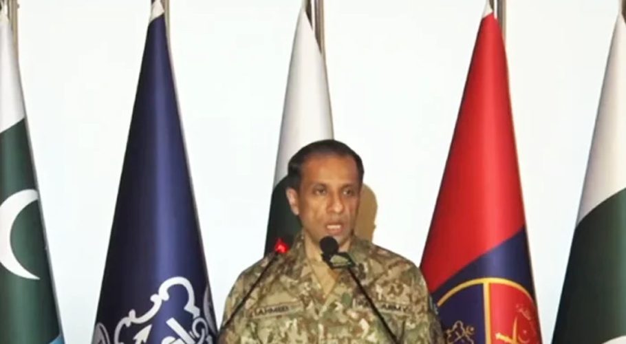 FILE/ Director General of Inter-Services Public Relations (ISPR) addresses a press conference in Rawalpindi on April 25, 2023.