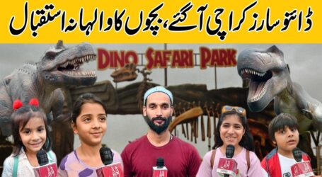 Children warmly welcome dinosaurs at Karachi’s Dino Safari Park