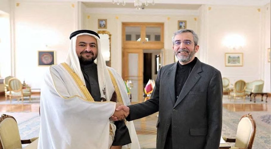 Qatari Assistant Foreign Minister for Regional Affairs Dr. Mohammed bin Abdulaziz bin Saleh Al Khulaifi meets the Deputy Foreign Minister for Political Affairs of the Islamic Republic of Iran Dr. Ali Bagheri, in Tehran, Iran, December 26, 2022. Qatar News Agency/Handout via REUTERS