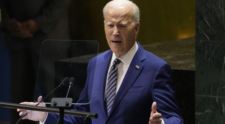 U.S. President Joe Biden addresses the 78th Session of the U.N. General Assembly in New York City, U.S., September 19, 2023. (AP Photo/Susan Walsh)