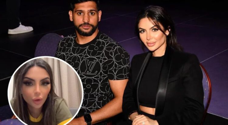 Amir Khan and Faryal Makhdoom. Inset, Faryal speaking in a video on her Instagram account (Image: NQ)