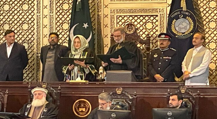 Suraiya Bibi takes oath as KP assembly deputy speaker. — via Arif Hayat (Dawn)