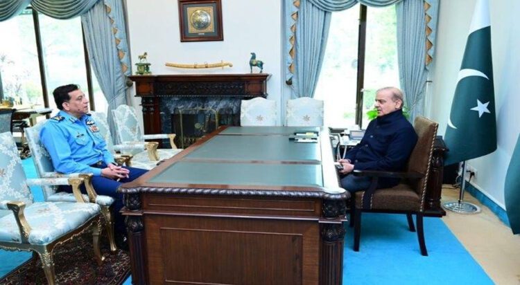 Air Chief Marshal Zaheer Ahmed Babar Sidhu recently met Prime Minister Shehbaz Sharif to discuss various matters of national significance. (APP)
