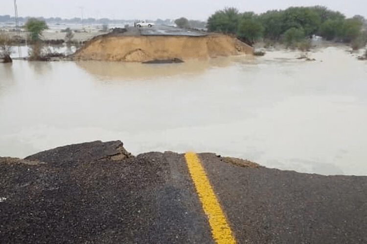 The photo shows flooded roads in Balochistan’s Gwadar city. — DawnNewsTV