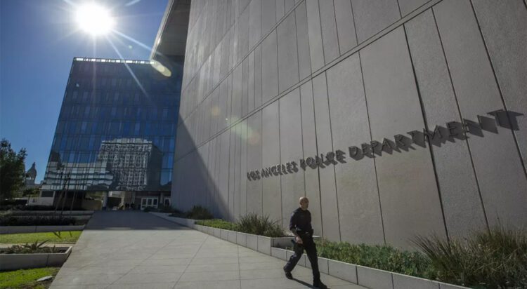 An FBI spokeswoman confirmed Wednesday night that the agency and the Los Angeles Police Department are investigating the theft. Above, LAPD’s headquarters downtown.
(Mel Melcon / Los Angeles Times)
