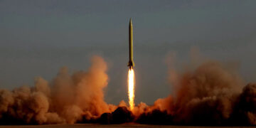 Ballistic missile Ghadr, the modified version of Shahab 3.—AFP Photo