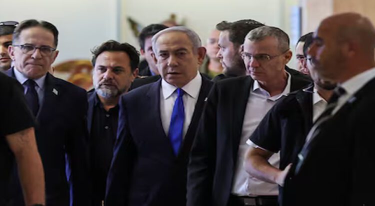 Benjamin Netanyahu arrives for a meeting at the Knesset in Jerusalem May 20, 2024. REUTERS/Ronen Zvulun