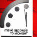 Doomsday Clock, set to 90 seconds before midnight, January 24, 2023. The Bulletin of the Atomic Scientists developed the symbolic clock in 1947.