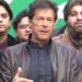 In this file photo, PTI chief Imran Khan addresses a press conference alongside Shah Mahmood Qureshi and Sheikh Rasheed. ─ DawnNewsTV/File