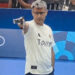 Yusuf Dikec and partner Sevval Ilayda Tarhan won silver on Tuesday for Turkey in the mixed team 10m air pistol, losing to Serbia in the gold medal match. (Image: X @Olympic)