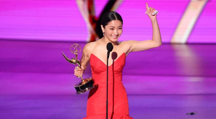 Anna Sawai accepts the award for Best Lead Actress in a Drama Series for "Shogun". REUTERS/Mario Anzuoni