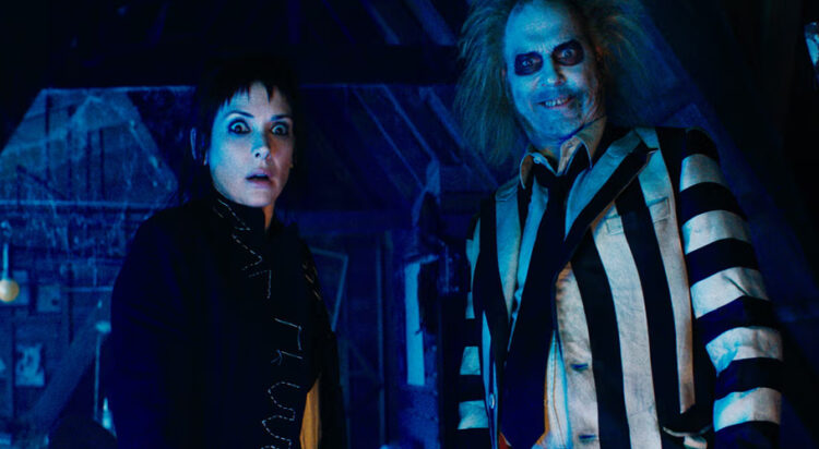 Winona Ryder and Michael Keaton reprise their roles in the ‘hyperstylised’ Beetlejuice Beetlejuice. Photograph: Warner Bros Pictures