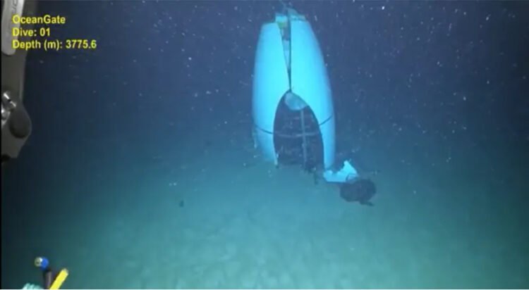 This screengrab taken from a video released by the US Coast Guard shows the Titan submersible after it imploded.
Pelagic Research Services/U.S. Coast Guard