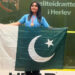 Mehwish Ali posing with Pakistan flag after winning the Nordic Junior Open Squash Championship in Sweden. (Image; The News)