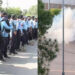 A combo of images shows Islamabad police personnel and smoke from teas gas shells. (Image: DawnNewsTV)